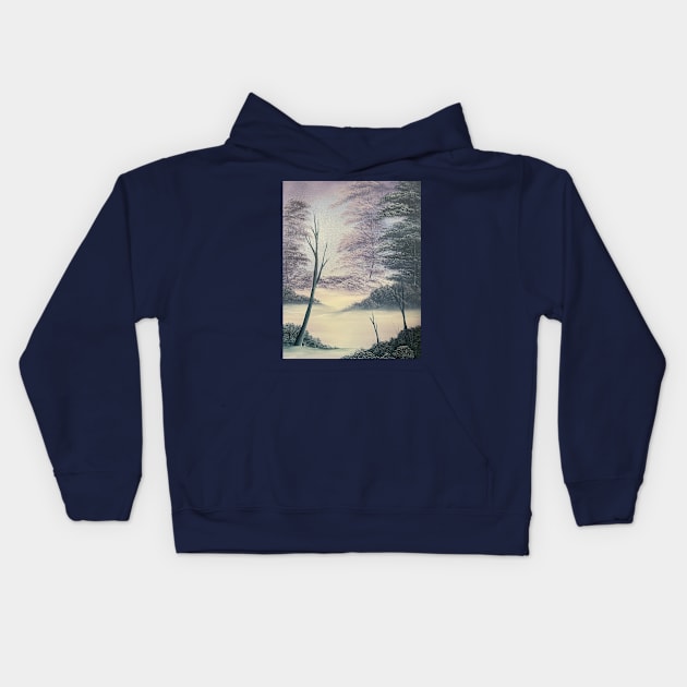 Tranquil Snowy Dawn Kids Hoodie by J&S mason